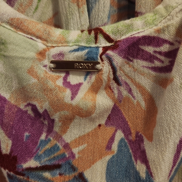 🛍 3/$10 Roxy Floral Tropical Beachy Summer Fling Swimsuit Cover Up Mini Dress L - Picture 3 of 6